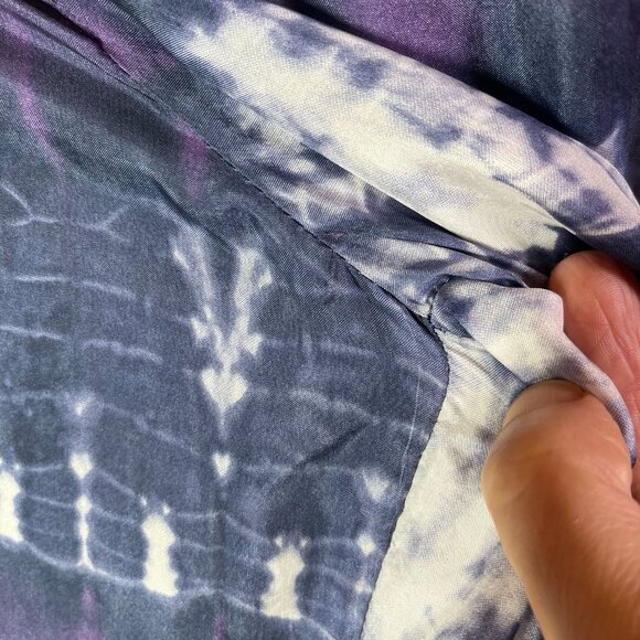 Calypso St. Barth for Target Size M Silk Tie Dye Blouse Lace 3/4 Sleeves Boho - Picture 3 of 13